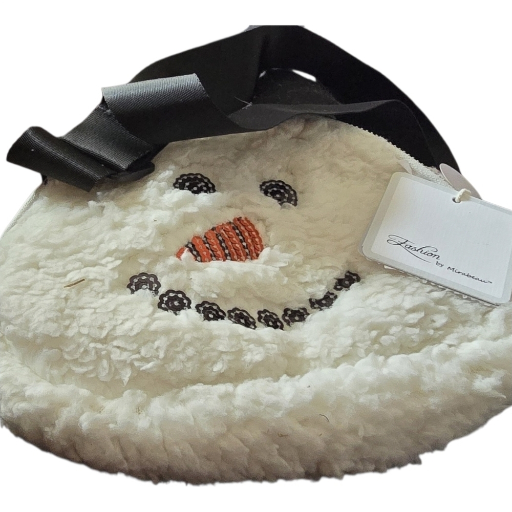 Fashion by Mirabeau Snowman Sequin Sherpa Belt Bag NWT